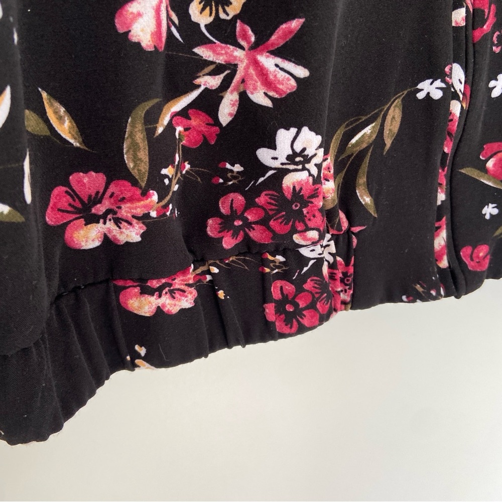 RICKIS BLACK AND PINK LIGHT BOMBER STYLE ZIP UP JACKET WITH ELASTICATED WAIST, L - Picture 5 of 9